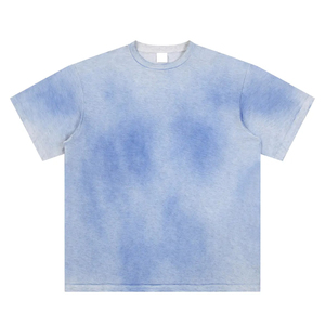 Hip Hop Sun Faded Acid <b>Washed</b> T-Shirts Custom <b>Hande</b> Print Blank Vintage Regular Fit Polyester/Cotton Eco-Friendly Casual for Men - Product Image 1
