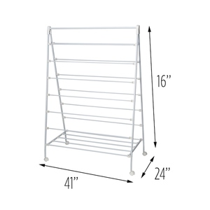 Luxury design White PVD coated metal clothes drying rack with wheels folding laundry indoor drying stand customization available - Product Image 2