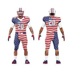 Maillot de football américain pour homme, sublimé, manches courtes, col en V, anti-humidité, 100 % polyester, coupe athlétique adulte, motif drapeau - Product Image 1