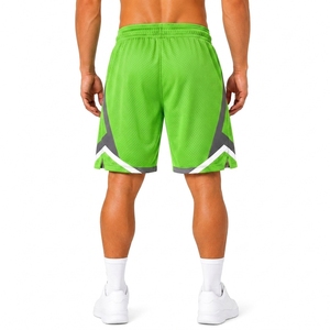 <b>Men's</b> <b>Green</b> Geometric Mesh <b>Shorts</b> Quick Dry Drawstring Sporty Workout Gym Fitness Training <b>Shorts</b> with Pockets - Product Image 2