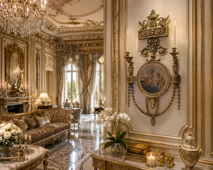 Luxury European Venetian Baroque <b>Wall</b> <b>Sconce</b> Premium Decorative <b>Wall</b> <b>Light</b> with Elaborate Ornamental Mirrorwork, Elegant Brass - Product Image 1