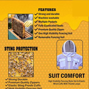 OEM Premium Quality Beekeeping <b>Suit</b> for <b>Bee</b> Keeper Jacket Professional <b>Bee</b> <b>Suit</b> Apiculture Jacket <b>Bee</b> <b>Suits</b> Pk for Men and Women - Product Image 6