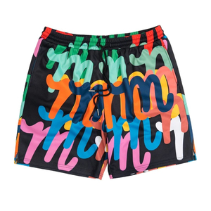 Pantalones Cortos Deportivos Personalizados con Estampado Multicolor, Estilo Drip Art, de Poliéster, para Hombre, Ropa Deportiva para Gimnasio - Product Image 1