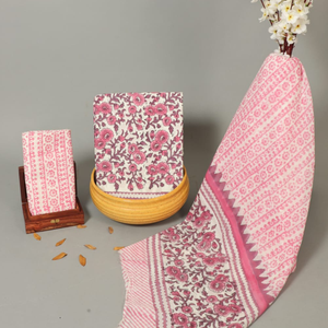 Costume Punjabi floral blanc et rose de qualité supérieure |   Ensemble pyjama en coton fait main avec bordure |   Ensemble de sarong indien professionnel - Product Image 1