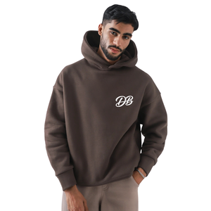 Sweat-shirt à capuche oversize marron personnalisé avec logo pour femme, en molleton épais, coupe décontractée, style streetwear, vente en gros - Product Image 1