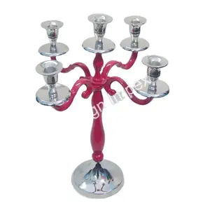 เชิงเทียนโลหะ 5 แขน แบบขัดเงา สำหรับงานปาร์ตี้ ของตกแต่งโต๊ะ ที่วางเทียน งานฝีมือโลหะ รุ่นล่าสุด - Product Image 1