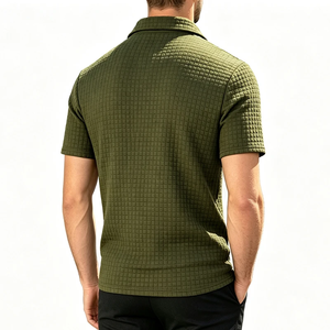 Men Waffle Textured Zip Polo Shirt Breathable Short Sleeve Collar <b>Top</b> Daily Business Casual Travel Outdoor <b>Walking</b> Holiday Tees - Product Image 4