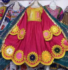 <b>Vintage</b> Bohemian Patchwork Dress With Embroidered Batwing Sleeves And <b>Mirror</b> Work - Product Image 6