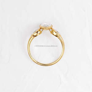 Anillo de Compromiso/Boda Vintage de Oro Amarillo de 14k con Diamante Cultivado en Laboratorio IGI/GIA, Unisex, Oro Blanco Fino para Aniversario, Ideal para Fiestas - Product Image 3