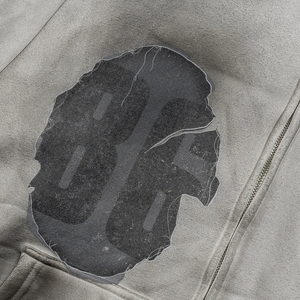 Vintage Acid Wash Zip Up Hoodie <b>Men</b> Oversized Distressed Streetwear Graphic Print Full Zip <b>Grey</b> Hooded <b>Sweatshirt</b> - Product Image 4