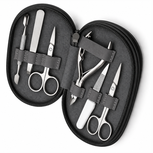 MANAN INSTRUMENTS Kit de manucure professionnel 6-en-1 en acier inoxydable, ensemble de coupe-ongles portable, style classique, étui en boîte colorée pour - Product Image 4