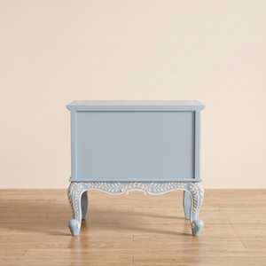 Handmade Bone Inlay Light <b>Blue</b> 2 Drawer Nightstand Floral <b>Bedside</b> <b>Table</b> Handmade Bone Inlay Furniture for Bedroom - Product Image 2