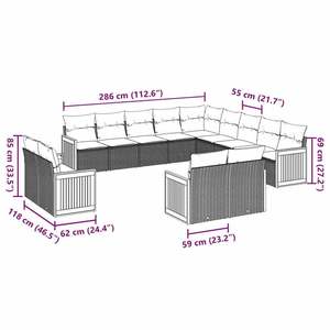 Conjunto de Sofás de Jardín de Ratán Blanco Crema y Negro con Estructura de Madera de Teca, Muebles de Exterior para 10 Personas, Diseño Contemporáneo, Resistente a la Intemperie - Product Image 5