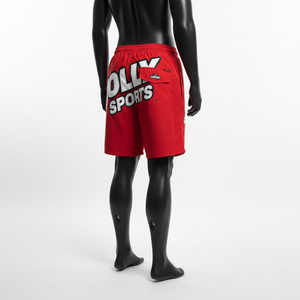 Short de bain homme premium 120 GSM en microfibre de polyester, séchage rapide, rouge uni, avec logo personnalisé par transfert thermique - Product Image 5