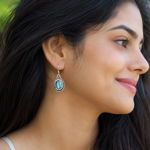Natural Labradorite <b>Earrings</b> 925 Sterling Silver Rose &Yellow Gold PlatedDangle <b>Hook</b> <b>Earrings</b> Handmade Boho Gemstone Jewelry Gif - Product Image 4