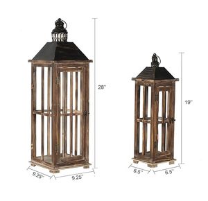 Rustic Wooden Glass Candle <b>Lantern</b> <b>Set</b> Farmhouse Decorative <b>Lanterns</b> for Home Wedding Patio Table Centerpiece - Product Image 5