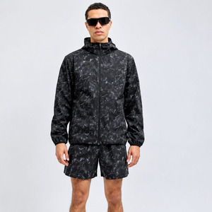 Wholesale <b>Men</b>’s Custom Windbreaker Set <b>Lightweight</b> Hooded <b>Jacket</b> And Matching Shorts 2 Piece Premium Tracksuit For <b>Men's</b> Wear - Product Image 1