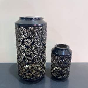 Artisan Design Decorative Moroccan Iron <b>Lantern</b> Votive <b>Set</b> of 3 with Black Finish for Home Decoration - Product Image 5