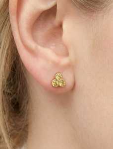 ต่างหูพลอยไพลินสีเหลือง เงินแท้ 925 ชุบทอง 14K ประดับพลอยสามเม็ด ประจำเดือนกันยายน - Product Image 5