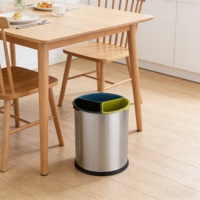 Poubelle à 3 compartiments en acier inoxydable 201 sans couvercle, gain de place, avec seaux intérieurs amovibles pour le tri des déchets en intérieur