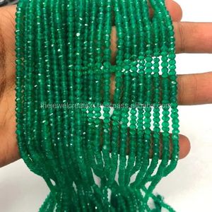 Cuentas de Ónix Verde Natural de 4mm, Grado AAA, Facetadas, en Forma de Rondelle, Calidad AAA, Venta al Por Mayor para la Fabricación de Joyería - Product Image 1