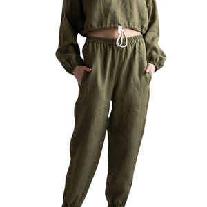 Womens Cropped Crew Neck Sweatshirt <b>Trousers</b> Tracksuit Set Casual Fleece Two Piece Lounge Outfit Elastic Waist Cuffed <b>Trousers</b> - Product Image 6