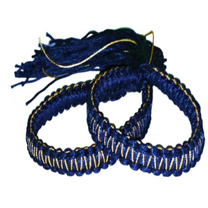 Cordón Trenzado Azul 100% Poliéster con Recubrimiento, Borla de Hilo Dorado, Decorativo y Ecológico, Cordones para Coser, Cordones para Brazalete de Muay Thai - Product Image 4