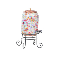 Distributeur d'eau en cuivre avec robinet, style vintage pour usage domestique, design en métal couleur unie, fonctionnement manuel