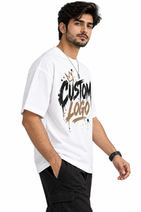 เสื้อยืดคอกลมแขนสั้นสีเขียวสำหรับผู้ชาย ผ้าฝ้าย 100% ทรงโอเวอร์ไซส์ สไตล์ลำลอง ผ้าเจอร์ซีย์ถัก ปักโลโก้ด้านหน้า เป็นมิตรกับสิ่งแวดล้อม 220 - Product Image 3