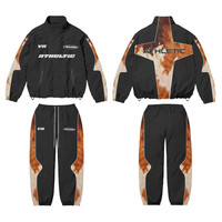 Ensemble survêtement coupe-vent surdimensionné personnalisé Glory Zone, sweat à capuche tendance avec fermeture éclair et pantalon de survêtement pour homme et femme, idéal pour l'automne