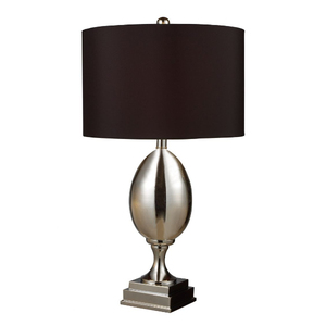 Brass <b>Table</b> Lamp With Black Fabric Drum Shade Warm White <b>LED</b> <b>Light</b> For Bedroom Decor Contemporary Design Large Size - Product Image 4