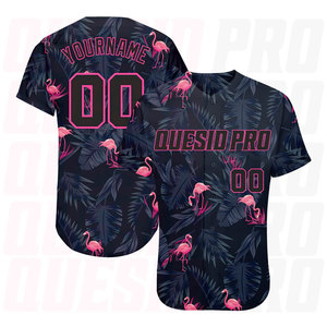 Custom 3D Pattern Hawaii Flamingo Authentic <b>Baseball</b> Jersey Personalized Sublimation Printing Custom Logo Design Color - Product Image 1