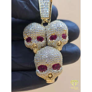 Pendentif Triple Crâne en Argent 925 Style Hip-hop Unisexe avec Certificat GRA, Design Géométrique - Product Image 5