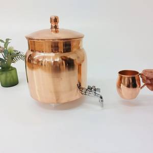 Pot de stockage d'eau en cuivre poli avec finition brillante, distributeur d'eau potable ayurvédique, récipient en cuivre de qualité supérieure, artisanat métallique - Product Image 4