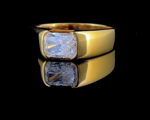 Bague de luxe pour homme en or avec diamant de laboratoire taille émeraude, style signet moderne, bijoux fins sur mesure - Product Image 3