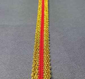 Ribete de Encaje Tejido a Crochet Rojo Dorado de Alta Calidad para Prendas, Zapatos y Bolsos - Decoración de Moda Nupcial Ecológica (Poliéster/Algodón) Duradero - Product Image 2