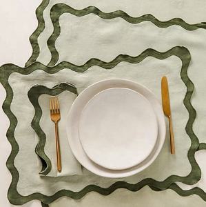 Servilletas de Tela de Algodón de Calidad de Diseñador con Bordado Abstracto, Decoración Contemporánea para Mesa - Product Image 3