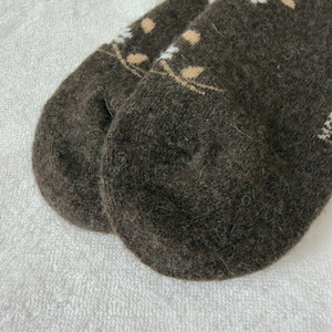 Wholesale Dark Brown Wildflower Crew <b>Socks</b> 100% Mongolian Sheep Wool Knitted <b>Winter</b> Warm Thick Floral <b>Socks</b> for Women - Product Image 6