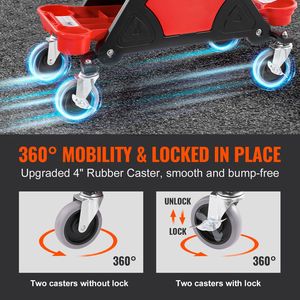 Sgabello da Meccanico Professionale con Ruote da 4 Pollici, Capacità 136 kg, Tre Vani Portautensili Scorrevoli, Sedile Modificato per Auto - Product Image 1