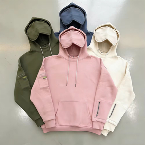Sweat à capuche personnalisé en polaire brossée de haute qualité, type pull-over, avec masque de sommeil intégré, confortable et épais, idéal pour les voyages - Product Image 1