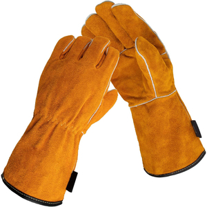 Gants de travail de sécurité en cuir de vachette bleu de haute qualité, respirants, personnalisables, pour le soudage, en cuir coloré sur mesure - Product Image 1