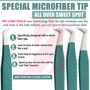 Pince à cils professionnelle Fiber Grip 90 degrés, antistatique, vert turquoise, pour volume intense et isolation - Product Image 2