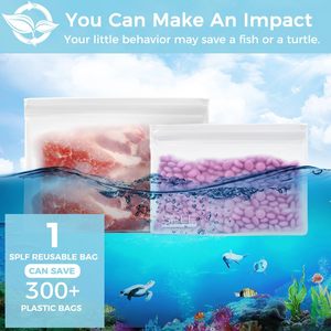 ถุงแซนวิชแบบใช้ซ้ำได้สำหรับใส่ในเครื่องล้างจาน, ถุงแช่แข็งขนาดควอร์ต, ถุงเก็บอาหารแบบใช้ซ้ำได้ - Product Image 2