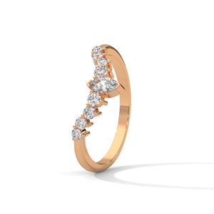 Bague d'éternité en or rose avec diamant de laboratoire taille émeraude, fine et empilable, pour mariée, anniversaire, bijou raffiné, cadeau pour femme - Product Image 2