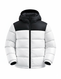 Veste matelassée à capuche bicolore pour homme, manteau chaud d'hiver matelassé avec fermeture éclair, vêtements d'extérieur décontractés, streetwear - Product Image 2