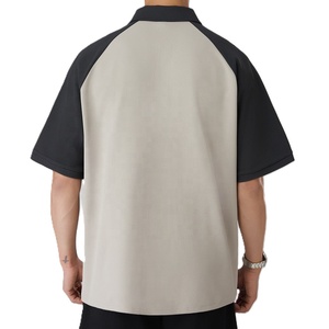 Alta calidad 260gsm 94% poliéster 6% Spandex dos tonos Golf camisa ajuste relajado manga raglán Casual Polo para hombres Logo bordado - Product Image 6