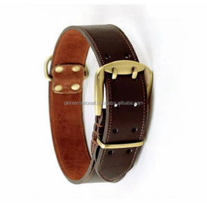 Collar de cuero para perro, collar de entrenamiento ajustable para mascotas para perros grandes, hebilla de latón de doble pin resistente, se aceptan pedidos a granel - Product Image 5