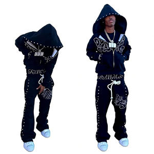 ชุดวอร์มผ้าฝ้าย 100% พิมพ์โลโก้ตามสั่ง ระบายอากาศได้ดี เหมาะสำหรับฤดูร้อน ประดับด้วยคริสตัล  สำหรับผู้ชาย ผู้หญิง และเด็ก รับผลิตแบรนด์ส่วนตัว - Product Image 2