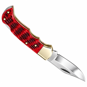 Couteaux de poche pliants rouge, argent et or avec manche ergonomique texturé, lame en acier inoxydable tranchante, pour le camping, la chasse et l'EDC - Product Image 4