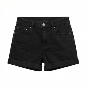 Womens Mid Weight Structured <b>Denim</b> Shorts Featuring <b>Stretch</b> Comfort Fabric Super High Rise Design Premium Fashion Outfit - Product Image 1